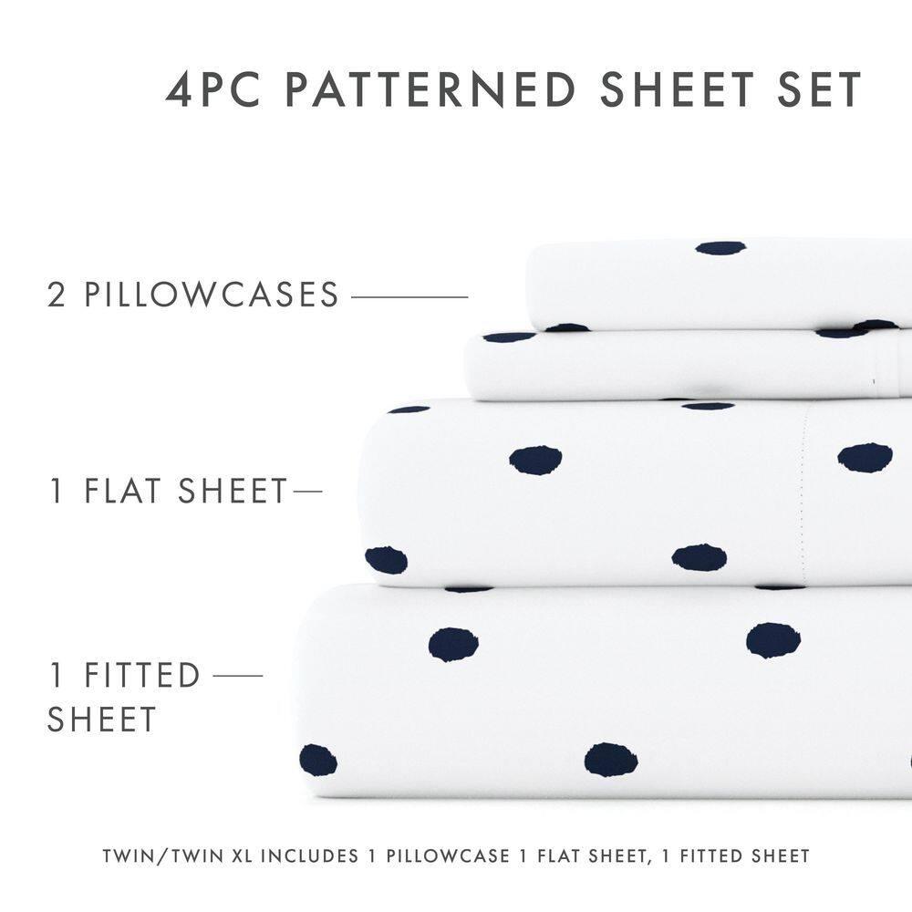 IEnjoy Home Polka Dots Navy & White Pattern Sheet Set