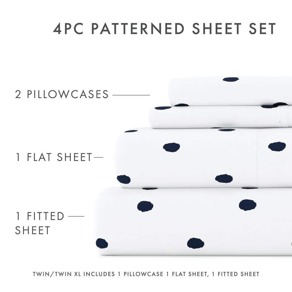 IEnjoy Home Polka Dots Navy & White Pattern Sheet Set