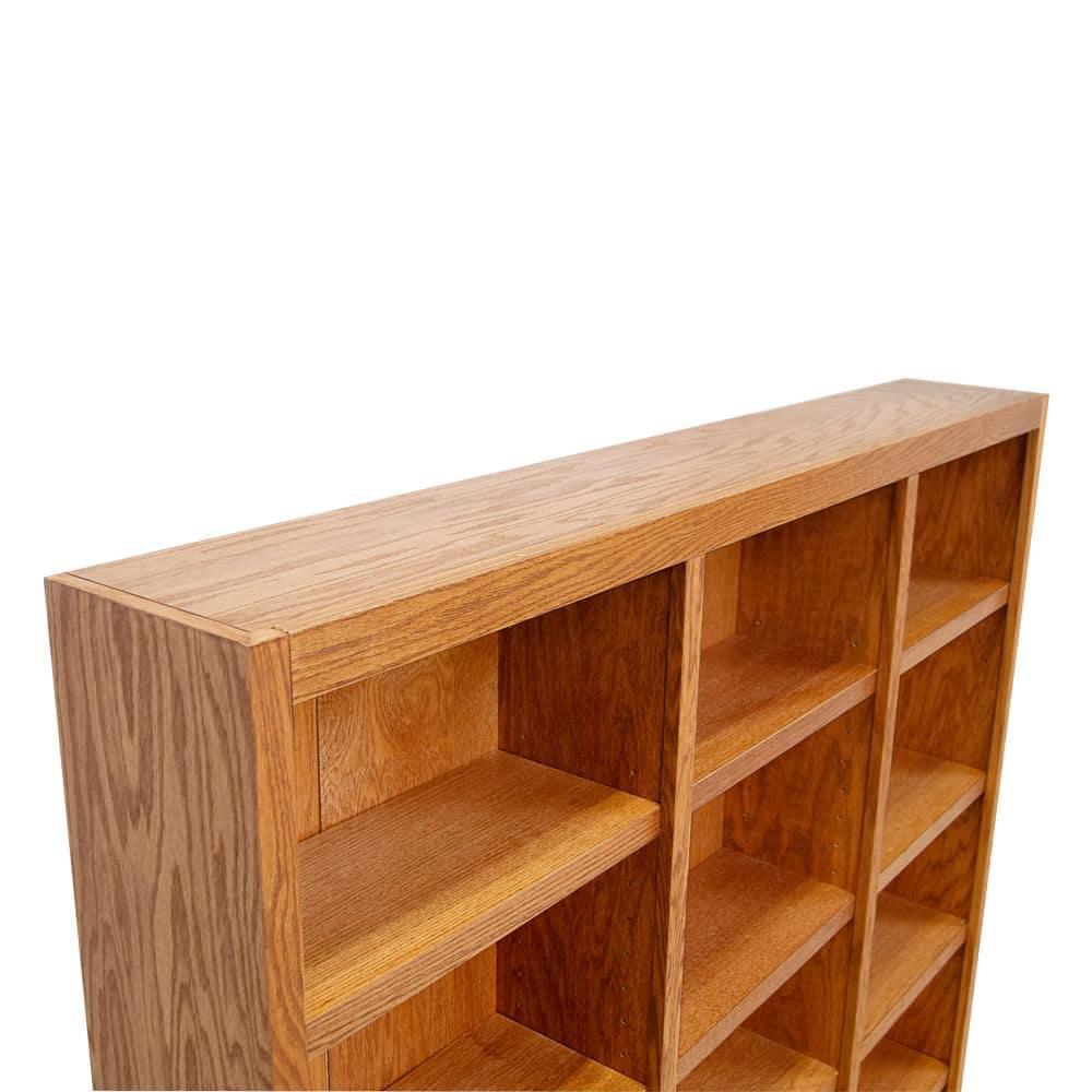 Concepts in Wood Traditional 72" Tall 15-Shelf Triple Wide Wood Bookcase in Oak