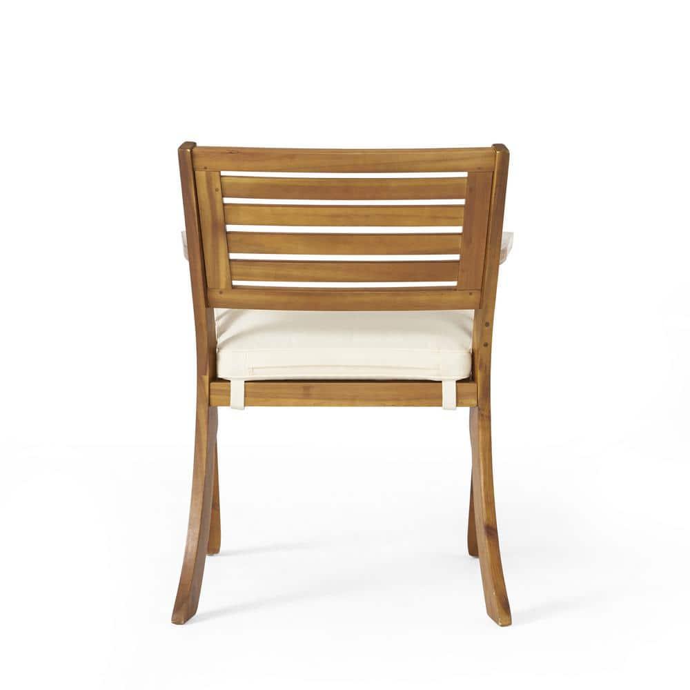 Hermosa 5pc Acacia Wood Patio Dining Set with Cushions - Teak Finish - Christopher Knight Home: Outdoor Furniture, 4 Arm Chairs & Square Table