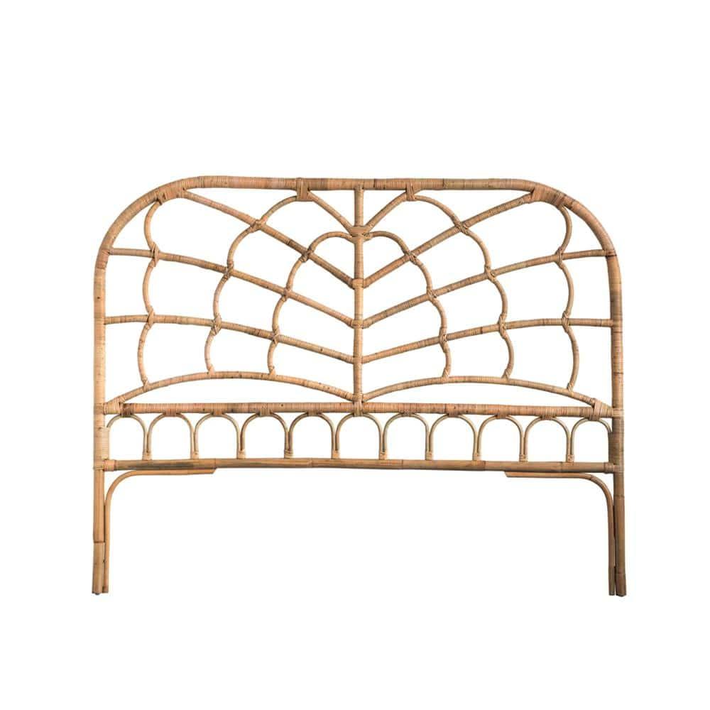 Storied Home Queen Rattan Arched Headboard Natural: Durable Weave, No Assembly, Eco-Friendly Material