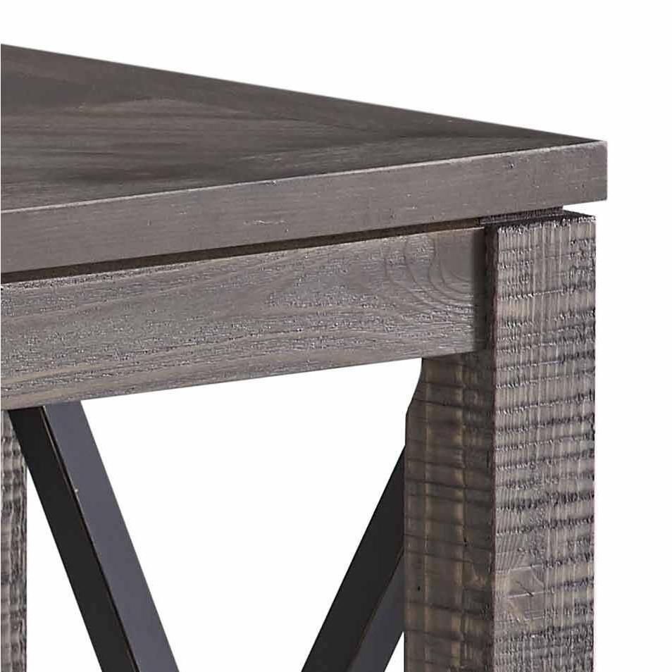 Dexter Sofa Table Distressed Gray - Steve Silver Co.: Rustic Style, Metal X Motif, Bottom Shelf