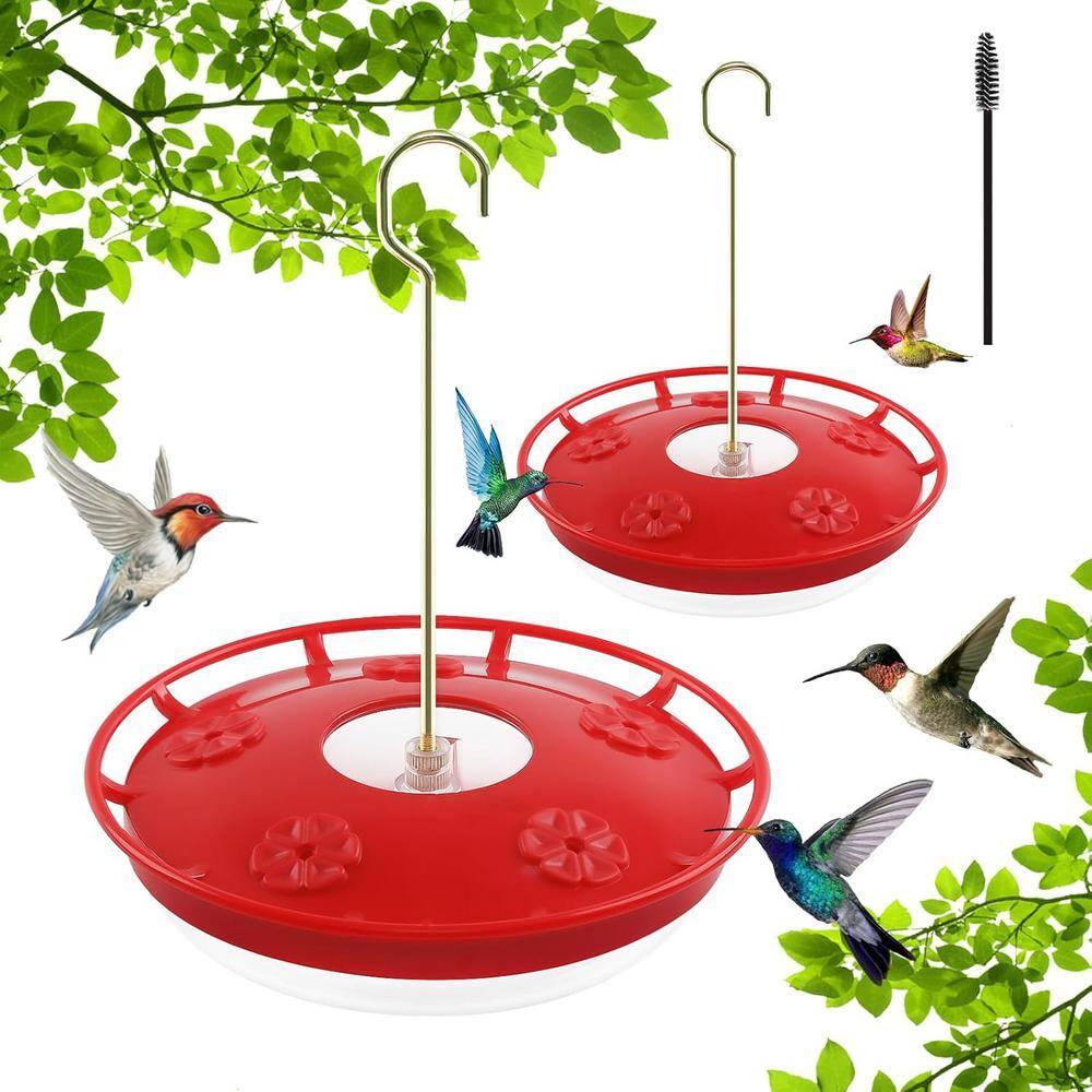 FEED GARDEN 2 Pack 16 OZ Hummingbird Feeders for Outdoor 5 Feeder Ports Ant Bee Proof Leak-Proof Cleaning Brushes Nectar Easy Clean Fill Bird Feeder for Garden Red Décor Gifts for Mom