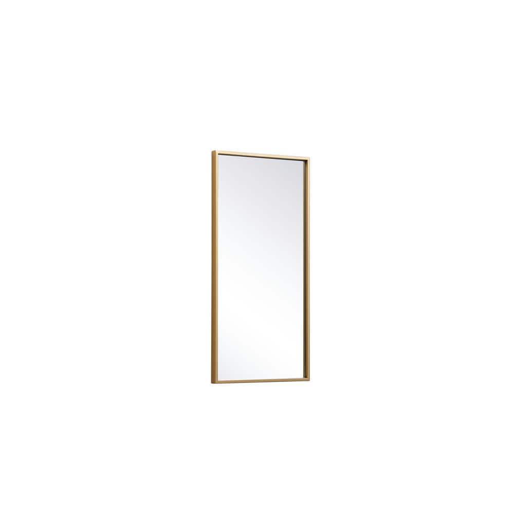 Elegant Lighting Metal frame rectangle mirror 14x28 inch in brass