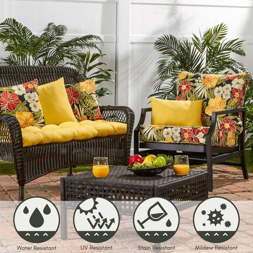 Greendale Home Fashions Sunbeam Yellow 44 x 17 in. Outdoor Bench Seat Cushion