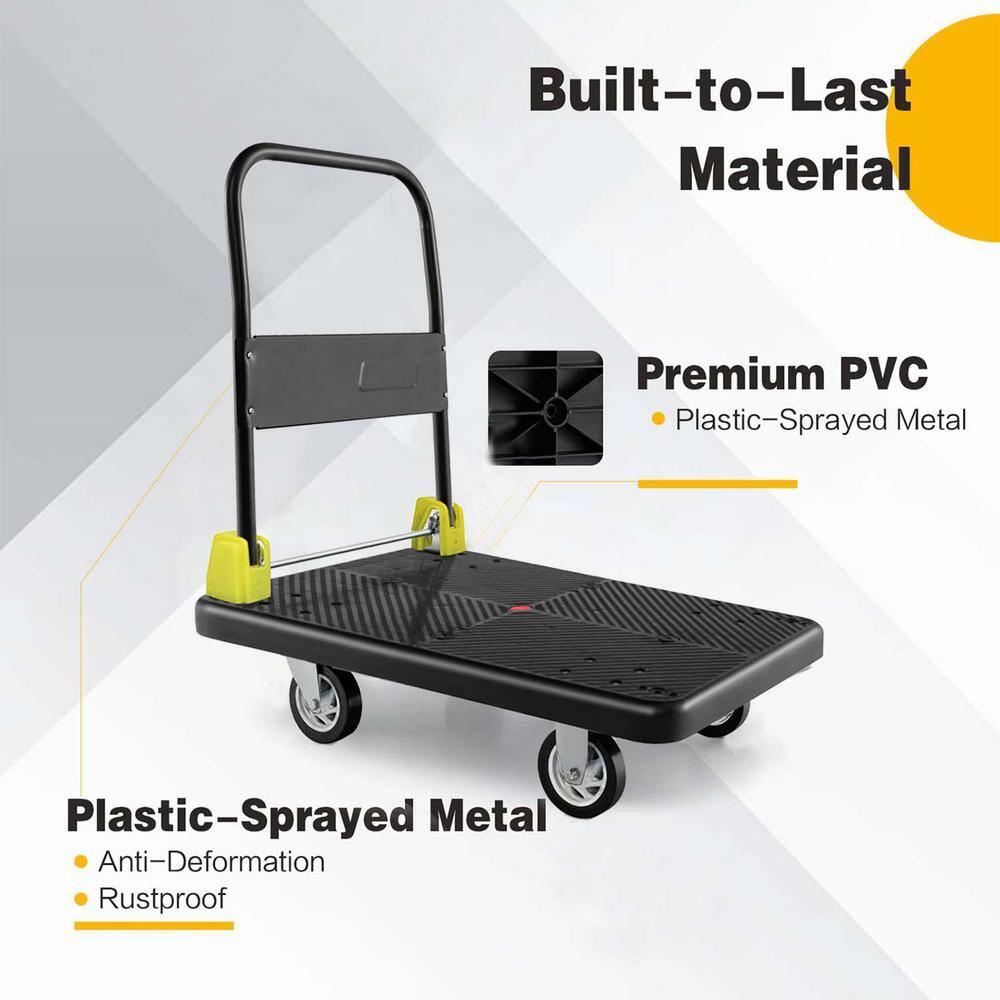 330 lbs. Capacity Black Platform Heavy-Duty Hand Truck Rolling Cart