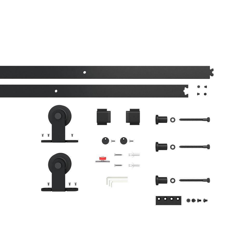 Calhome 84'' Solid Core Glass with Installation Hardware Kit Barn Door
