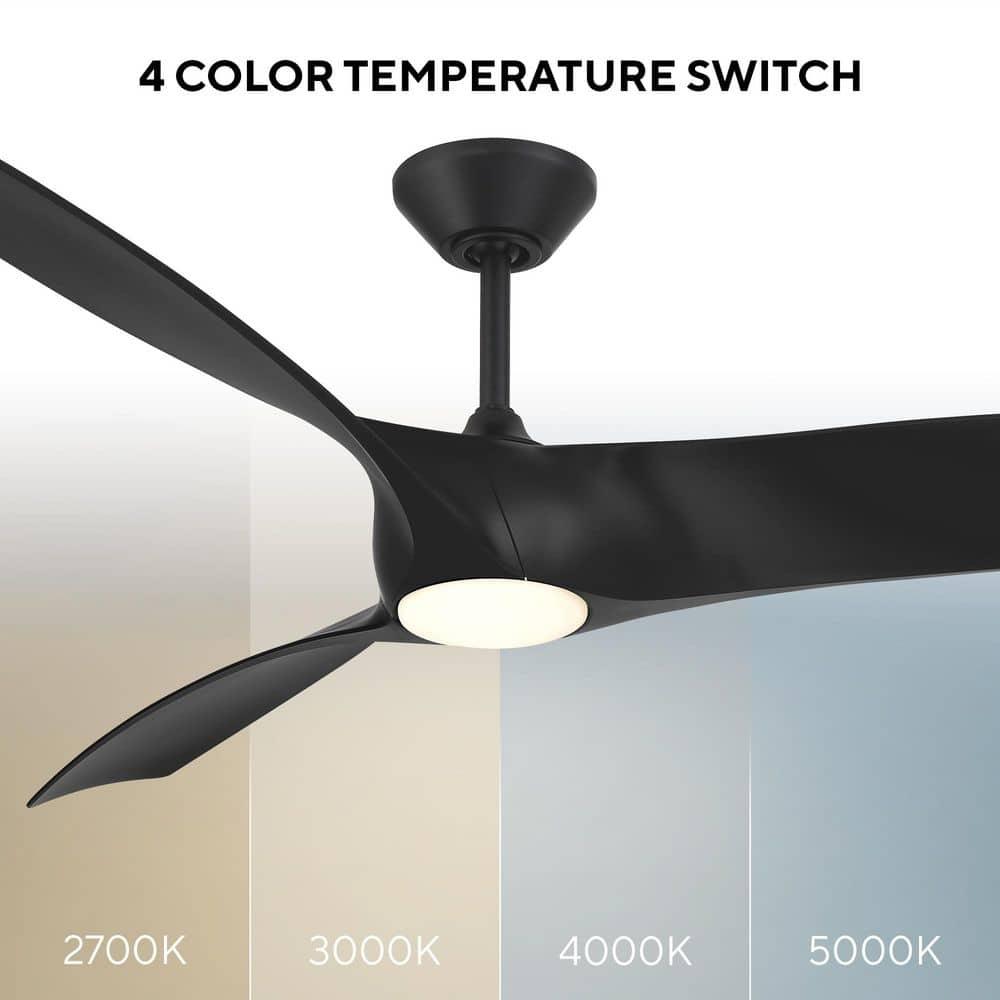 Zephyr 62" Matte Black Dimmable LED Smart Ceiling Fan with Remote Control
