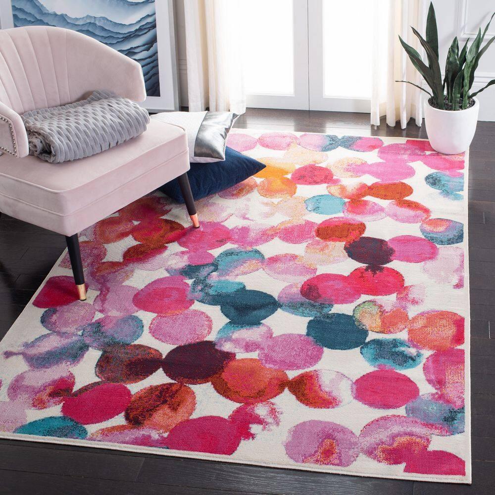Lillian LLN377 Power Loomed Area Rug - Rose/Light Blue - 8'x10' - Safavieh