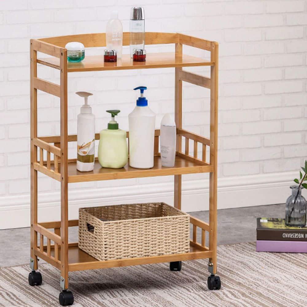 CNCEST Rolling Home Bar Serving Cart,3 Tier Mobile Kitchen Serving Trolley Cart Rolling Bar with Removable Trays and 4 Wheels,Coffee,Tea,Wine,Whiske,Serving Cart for Restaurant/Hotel/Hospital