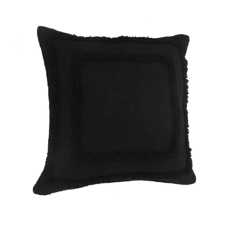 Ox Bay Modern Tufted Solid Throw Pillow, 20" x 20", Black