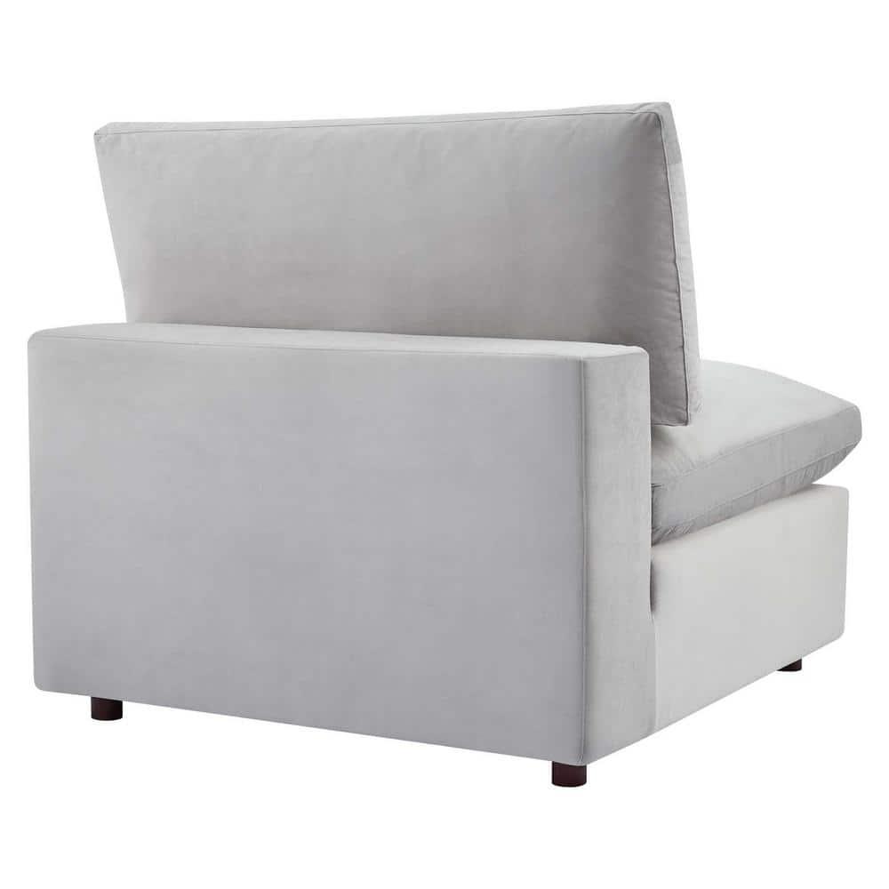 Modway Commix Down Filled Overstuffed Performance Velvet Armless Chair in Light Gray