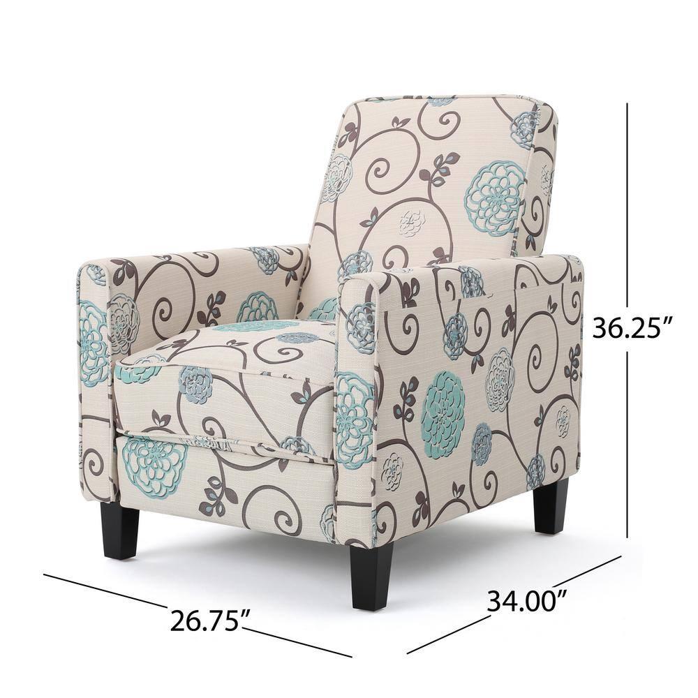 Darvis Fabric Recliner White - Christopher Knight Home: Petite Design, Tapered Legs, Piped Edges