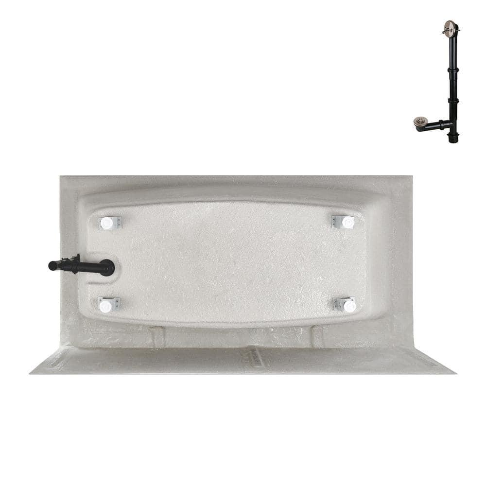 Streamline 60 in. x 30 in. Acrylic Right-Hand Drain Alcove Bathtub in Glossy White With External Drain