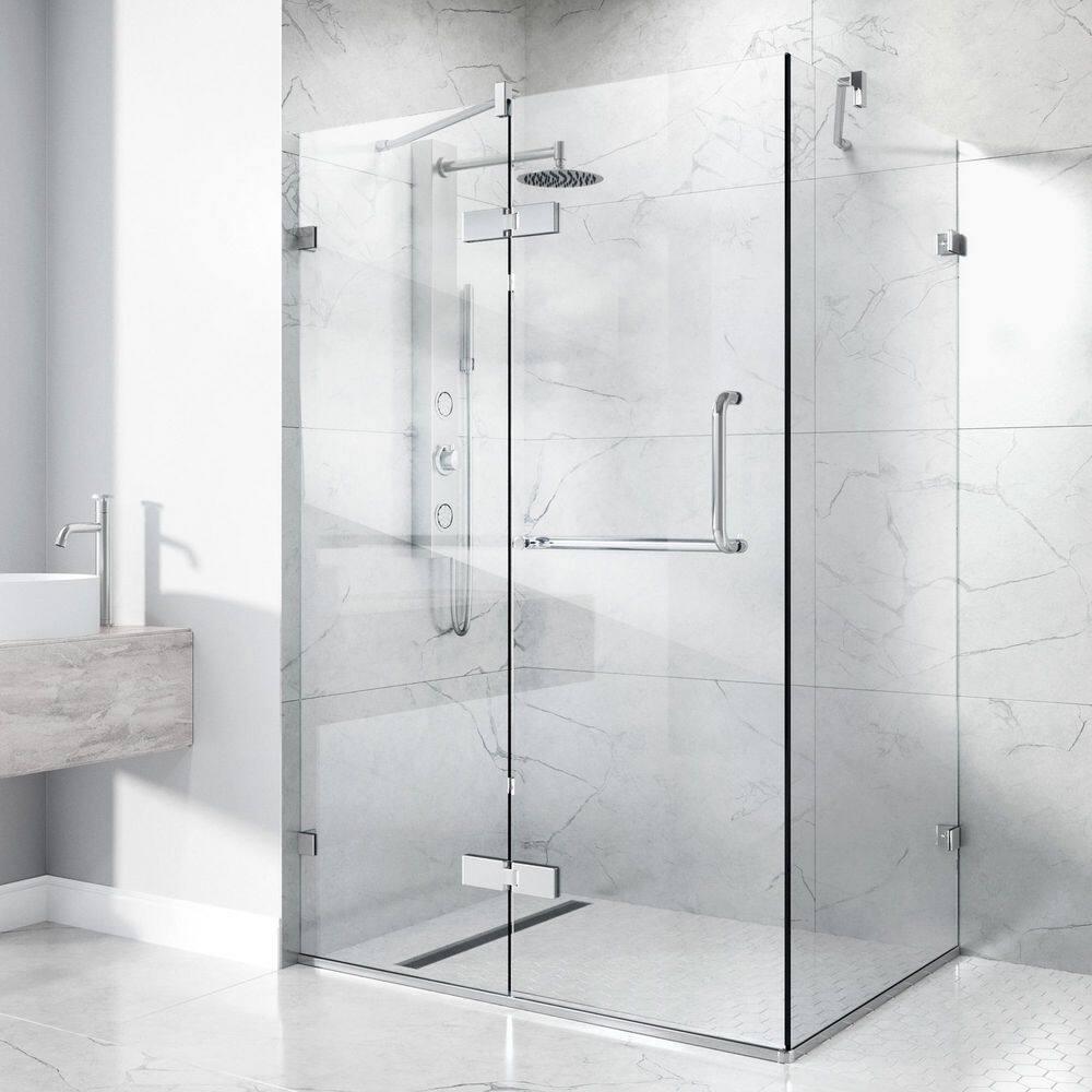 VIGO Monteray 46" W x 30" D x 73" H Hinged Frameless Shower Enclosure with 3/8  Clear Glass VG6011CHCL48