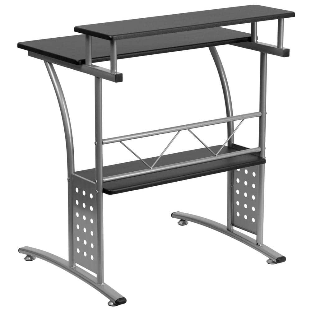 Flash Furniture Clifton Modern Office Computer Desk with Top/Bottom Storage Shelves, 28"W, Black