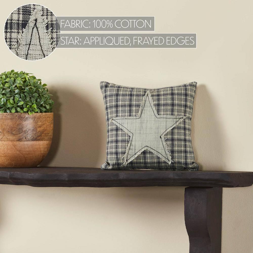 VHC Brands My Country Applique Star Pillow 6x6, Cotton Pillow With Polyester Pillow Fill, Decorative Throw Pillow, My Country Collection, Square 6x6, Navy