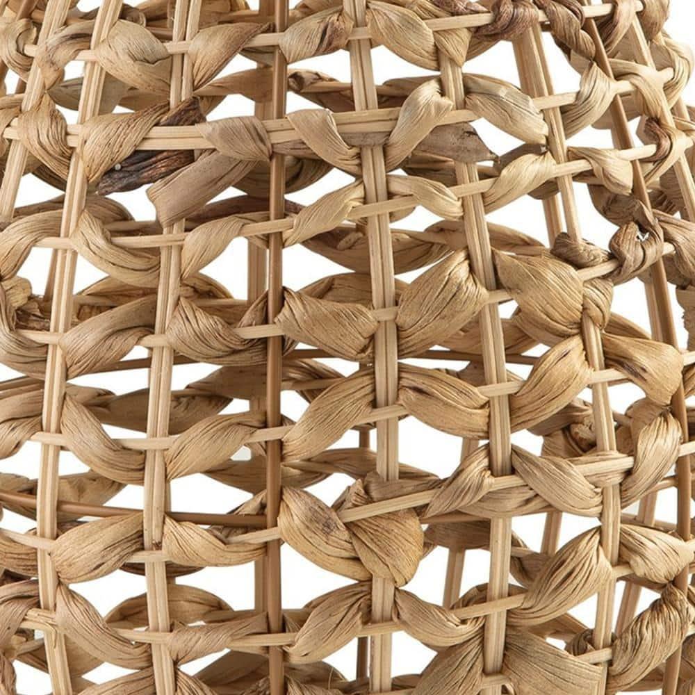 Benjara Enna Lantern, Bohemian Style, Candle Stand, Brown Rattan Woven
