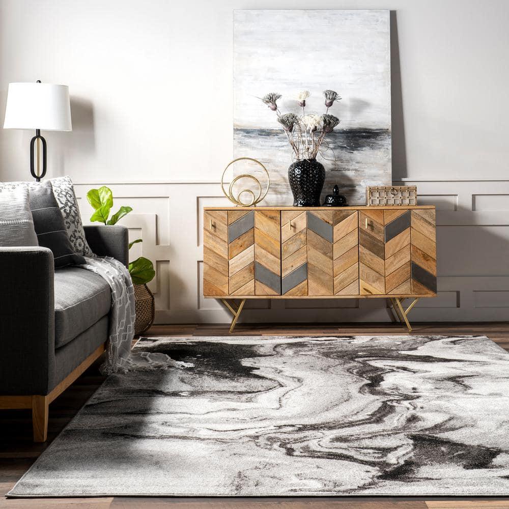 Nuloom Remona Abstract 9x12 Indoor Area Rug for Living Room Bedroom Dining Room Kitchen, Grey/Ivory