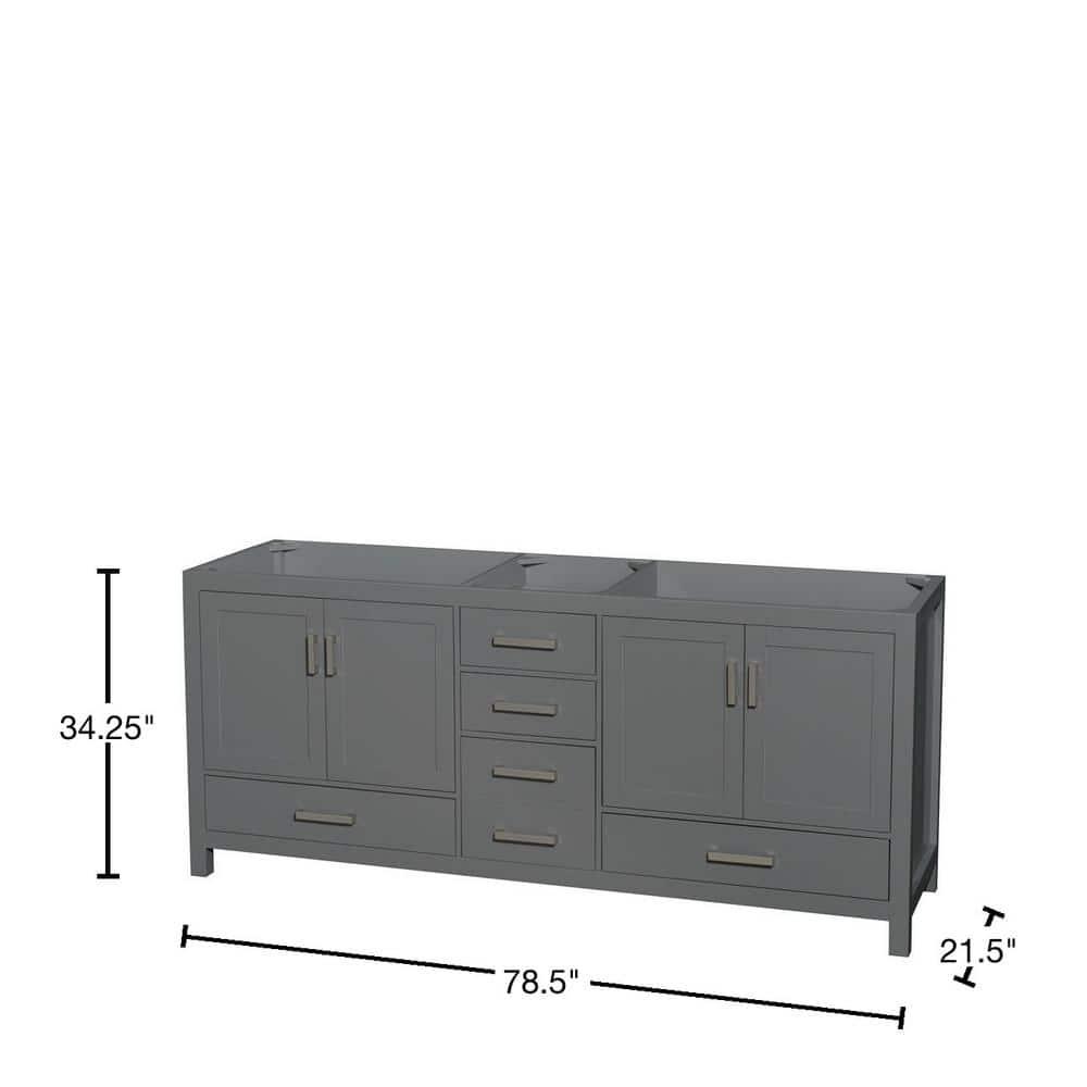 Wyndham Collection Sheffield 79" Freestanding Double Vanity Base Only