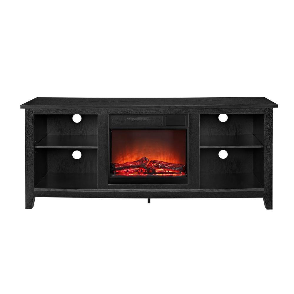 Walker Edison Traditional Fireplace TV Stand for TVs Up to 64" - Black