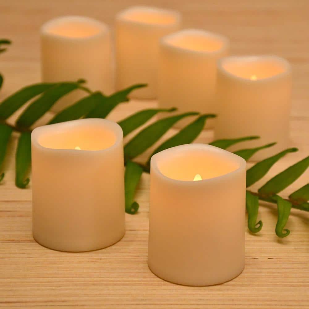 LumaBase Battery Operated LED Mini Pillar Candles - Set of 6
