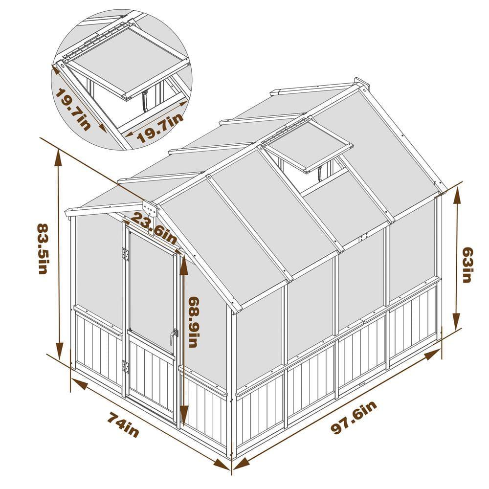 VEIKOUS 8'x6' Outdoor Cedar Wood Greenhouse w/ Lockable Door & Adjustable Window for Patio