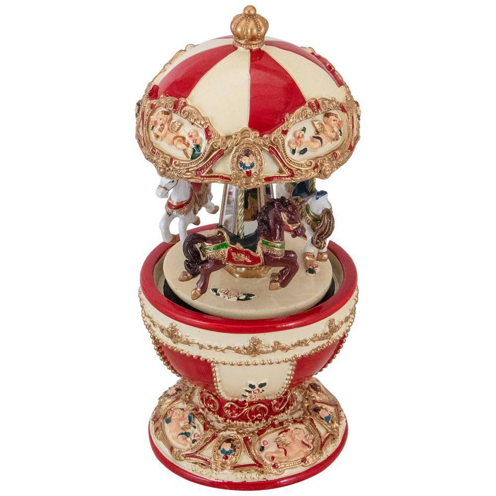 7.25" Animated and Musical Horses and Cupids Carousel