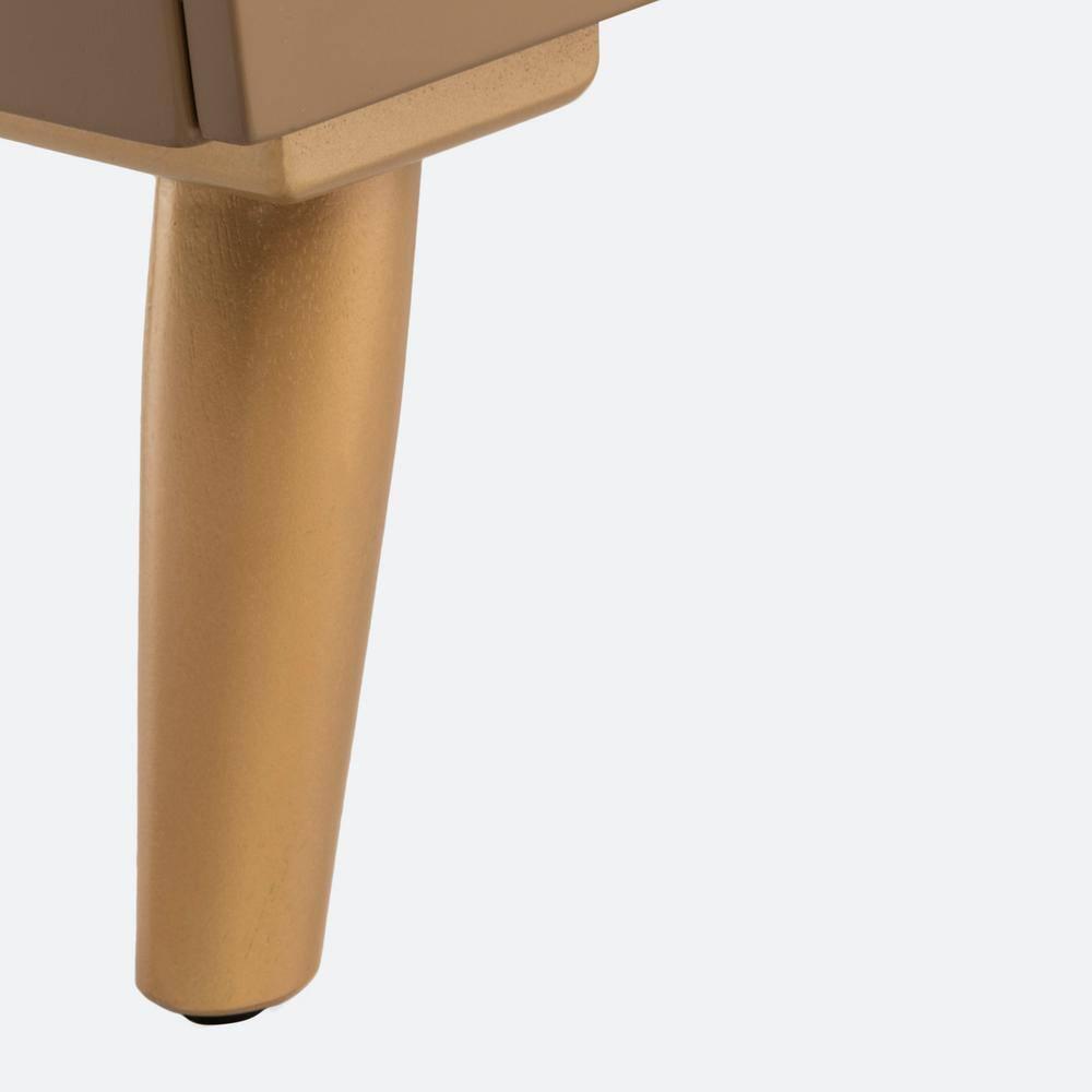 Raquel 3 Drawer Chest - Taupe/Gold/Brown Faux Leather - Safavieh.