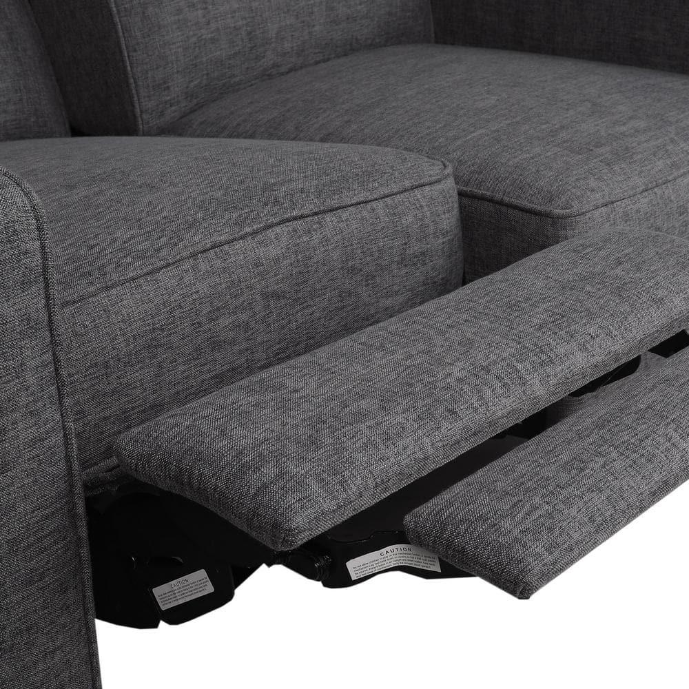 Noble House Craigue Fabric Tufted Loveseat Pushback Recliner, Gray
