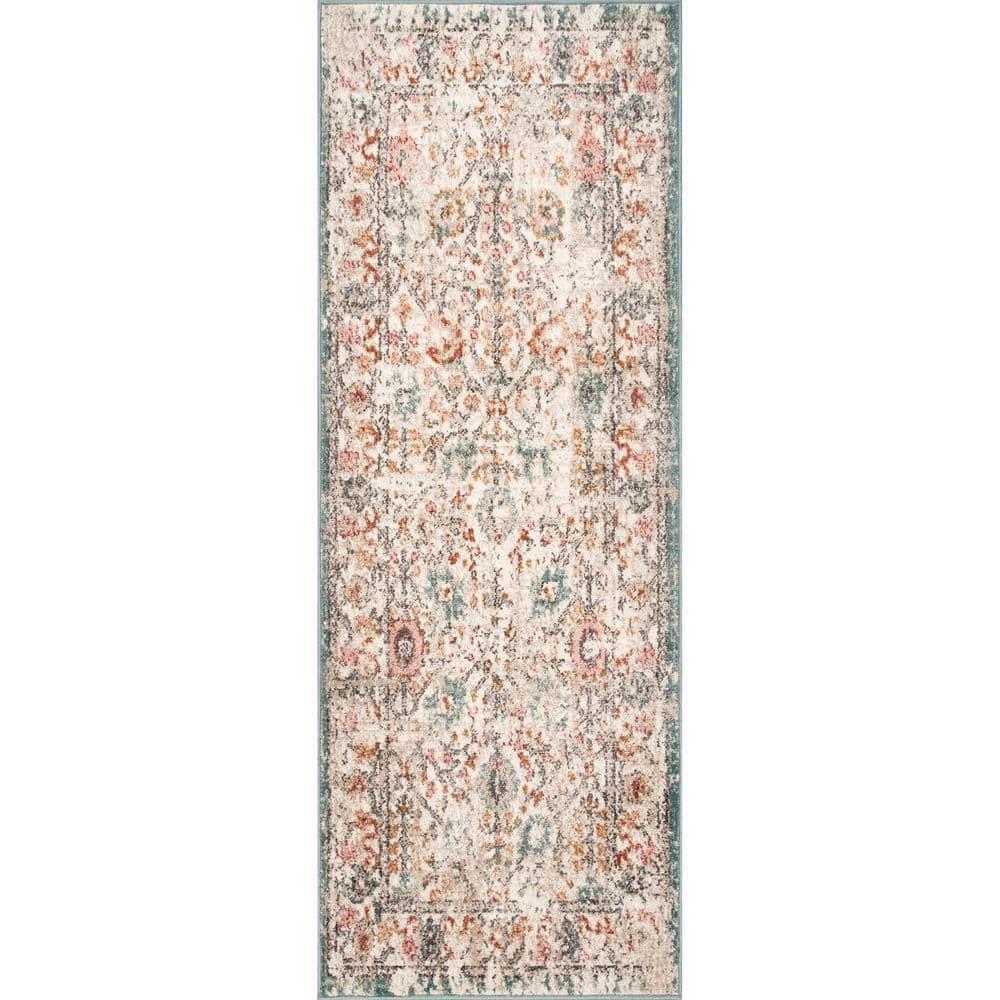 nuLOOM Lenore Vintage Floral Beige 2' 6" x 6' Transitional Runner Rug