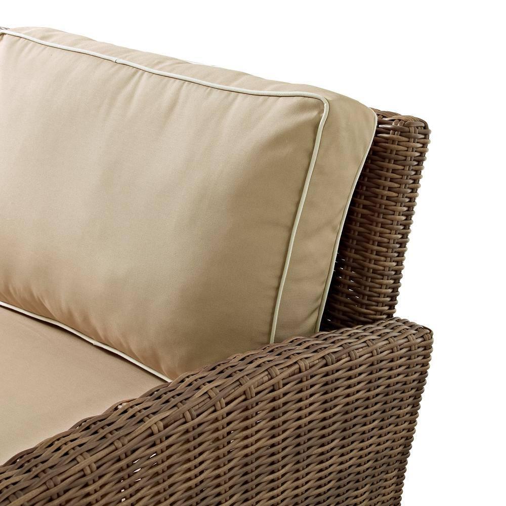 Crosley Bradenton Outdoor Wicker Loveseat with Sand Cushions: Steel Frame, UV-Resistant