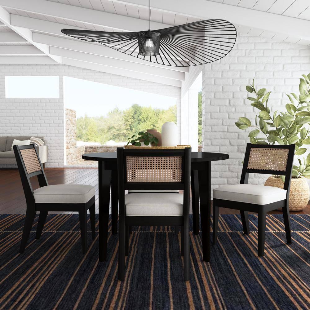 Homestyles Brentwood 5-Piece Mid-Century Wood Round Dining Set in Black