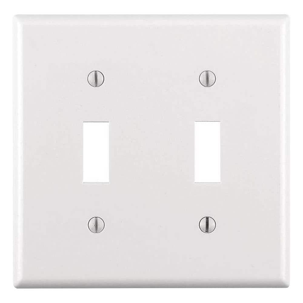 Leviton 2-Gang Plastic Toggle Switch Wall Plate, White