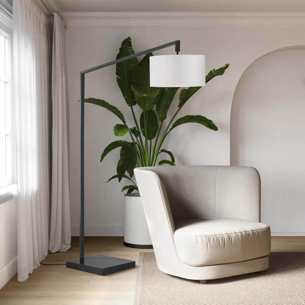 Stretch Chairside Arc Floor Lamp - Matte Black 75" Height