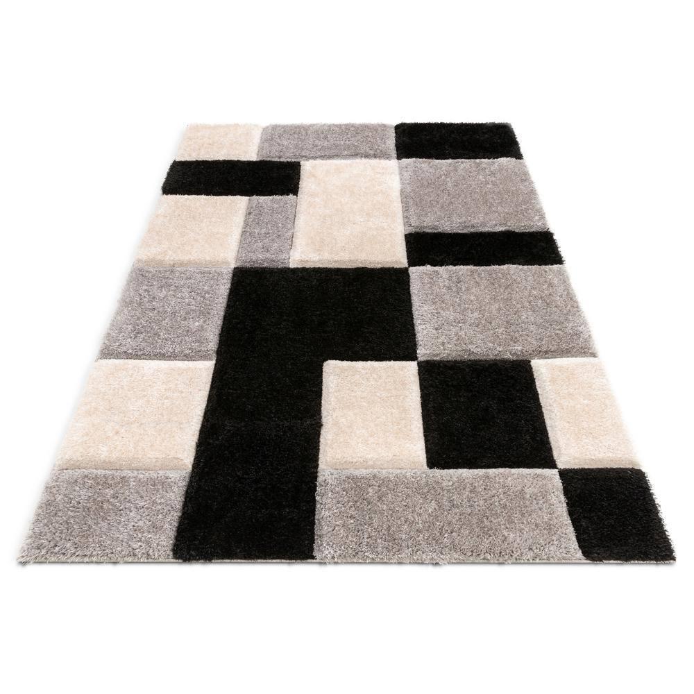 Cobina Geometric Shag Black/Gray Area Rug