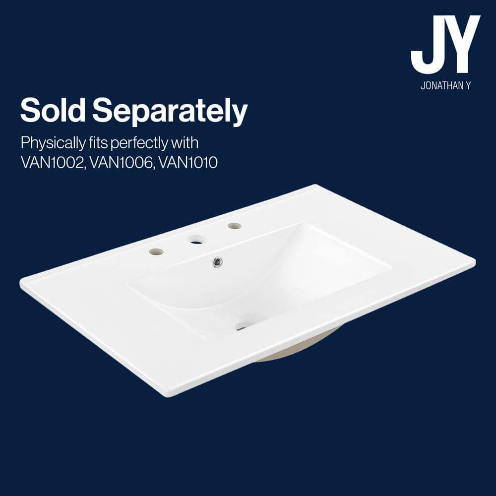 Jonathan Y Ancillary 3-Hole 30" Classic Contemporary Rectangular Ceramic Single Sink Basin Vanity Top