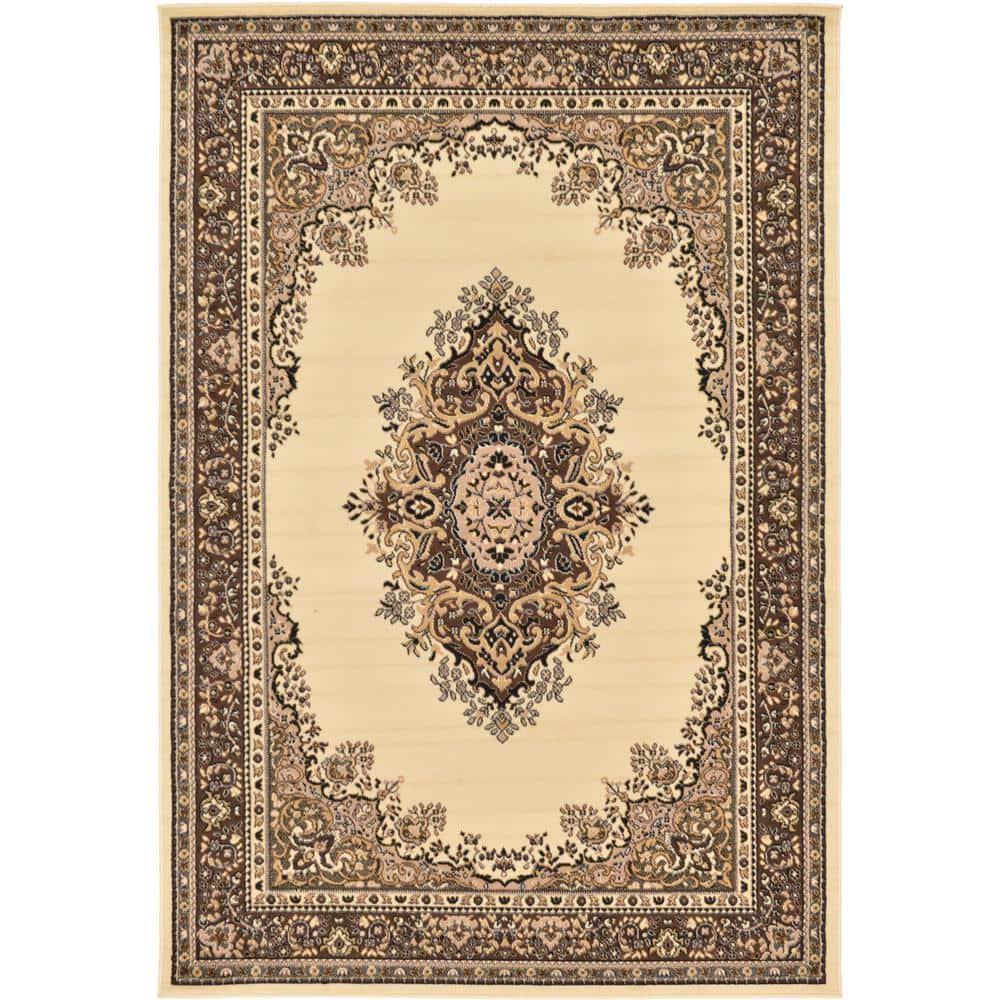 Rugs.com Amaya Collection Rug – 6' x 9' Ivory Medium Rug Perfect For Bedrooms, Dining Rooms, Living Rooms