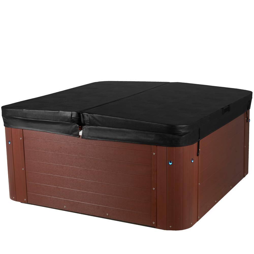 Amplified 6-Person 100-Jet Double-Lounger Hot Tub Spa with Bluetooth Stereo, 3 Pumps, LED Lighting, Stainless Steel Heater and Ozonator, Insulated Cover and Steps Included