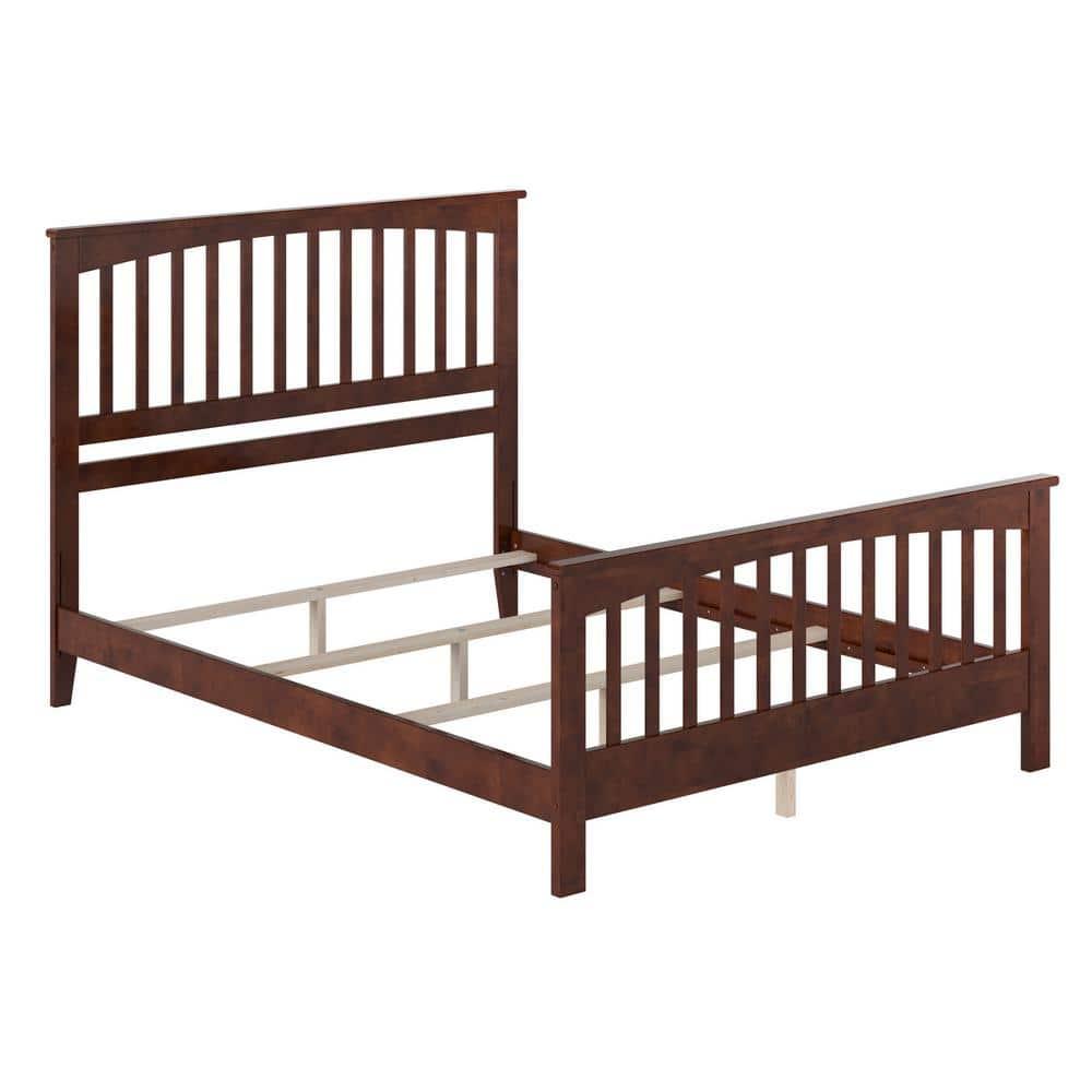 Brooklyn Queen Wood Foundation Bed with Matching Footboard in Walnut
