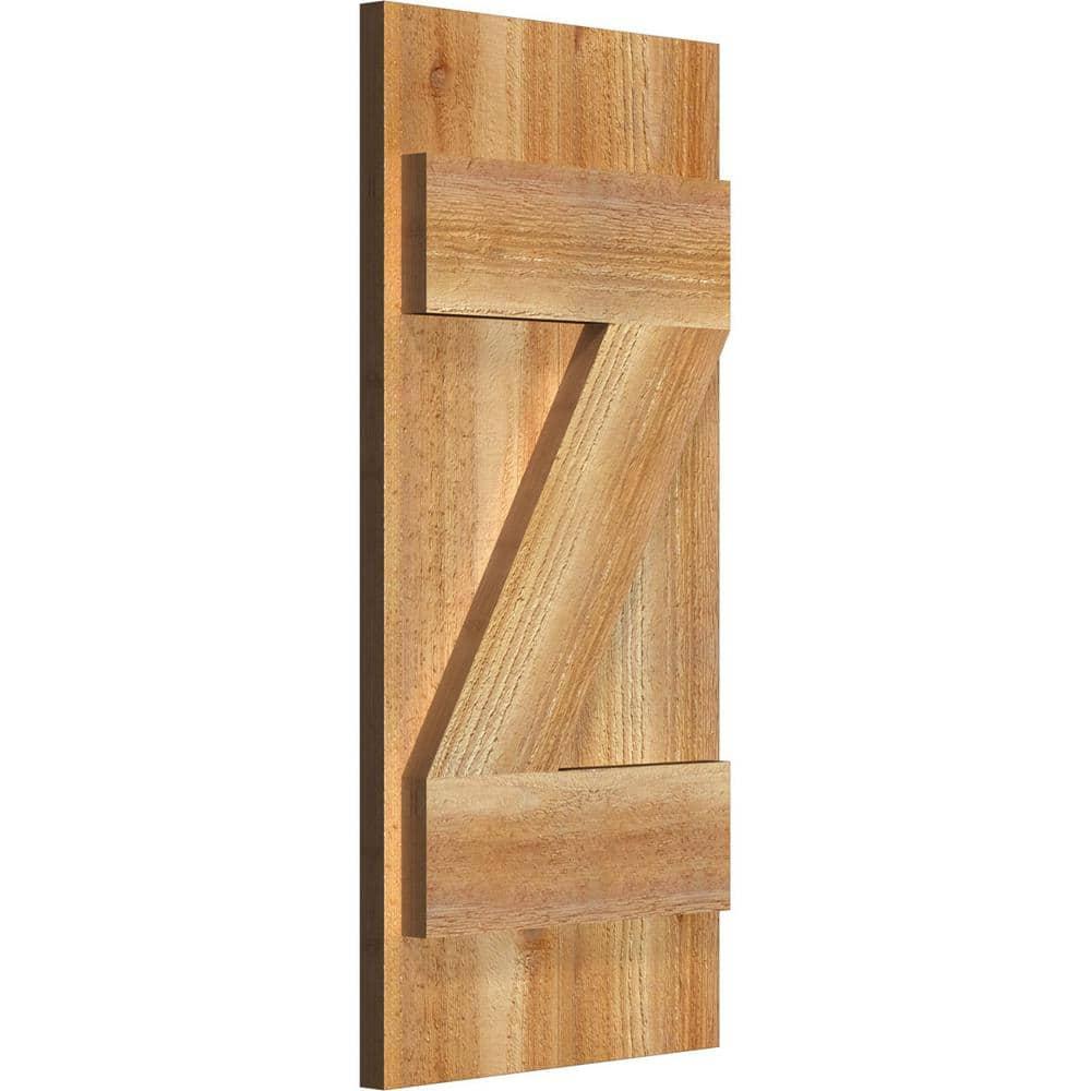 Ekena Millwork TimberCraft 5 3/8" Boards Joined Board-n-Batten Shutters w/Z-Bar, Western Red Cedar (Per Pair) (Set of 2)