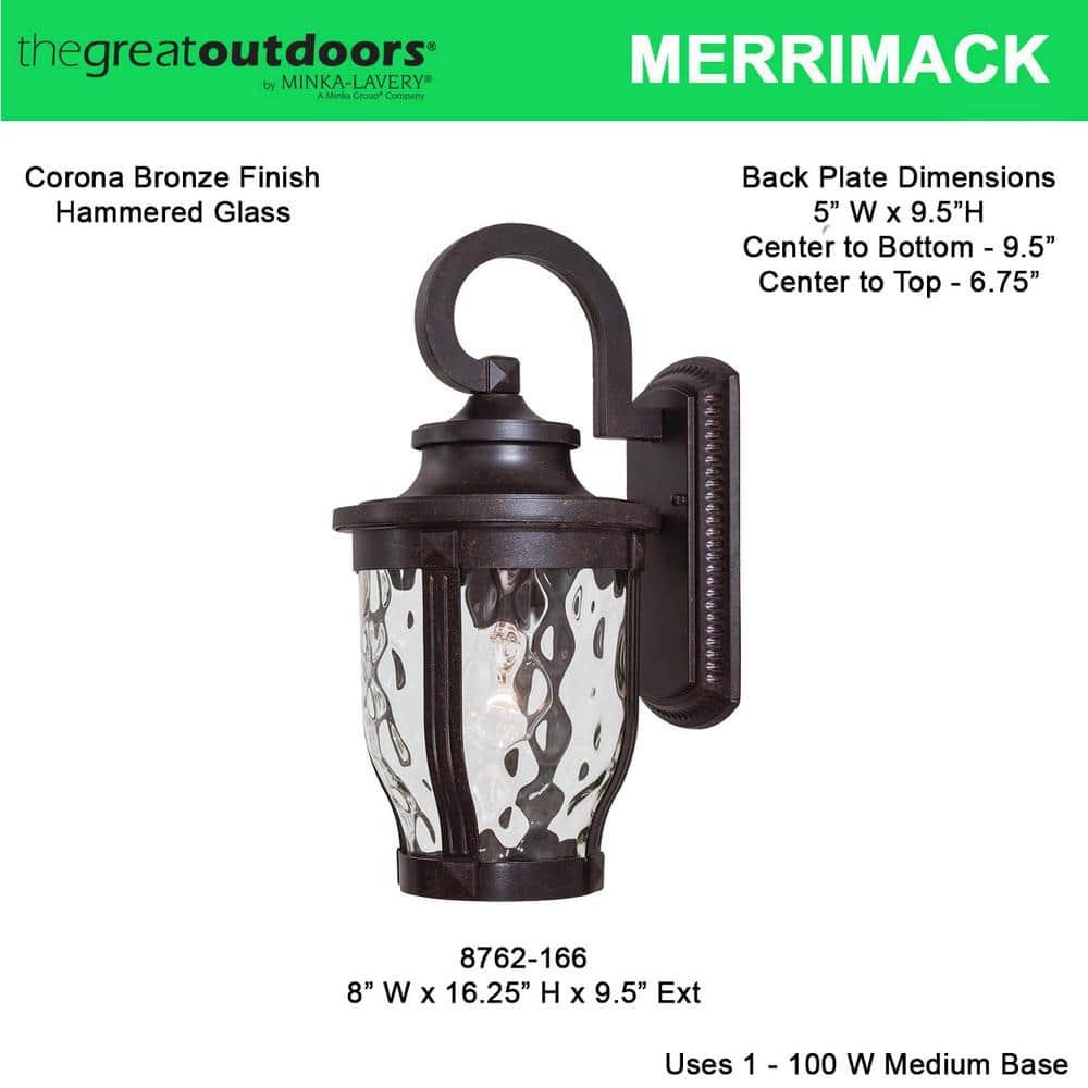 Minka Lavery Rustic Outdoor Wall Light Fixture Corona Bronze 16 1/4" Clear Hammered Glass for Post Exterior Deck Porch Yard Patio