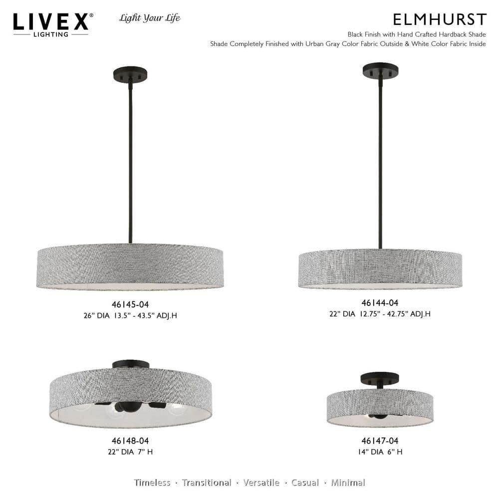 Livex Lighting Elmhurst 4 - Light Pendant in Black