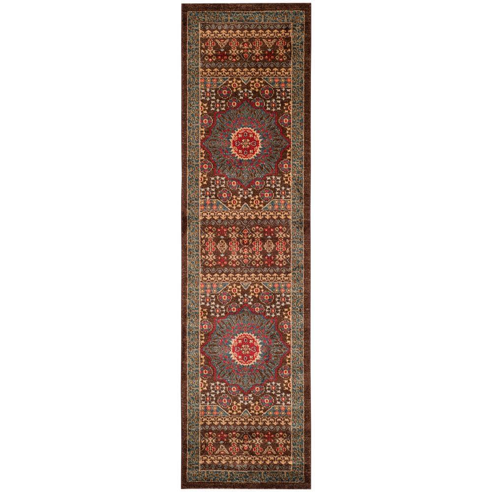 Mahal MAH620 Power Loomed Indoor Runner Rug - Navy/Red - 2'2"x10' - Safavieh.