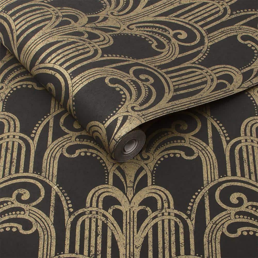 Art Deco Black and Gold Geometric Paste the Wall Wallpaper