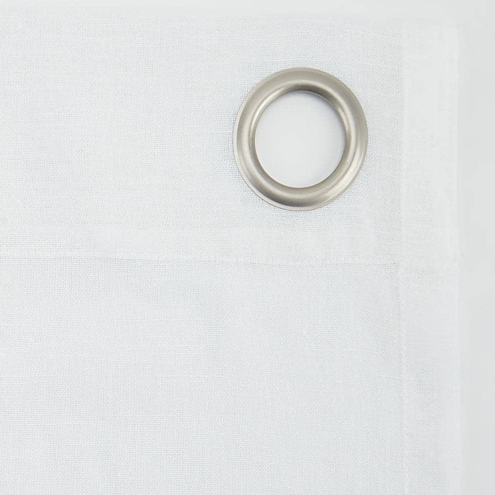 95"x52" Slub Textured Linen Blend Grommet Top Curtain White - Archaeo: Modern Light Filtering Panel