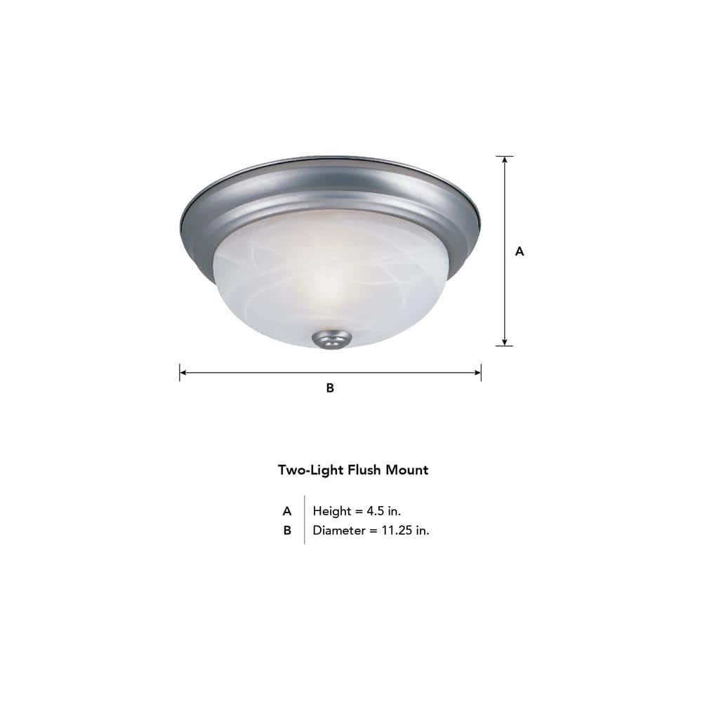 Designers Fountain 11 inch 2-Light Pewter Flush Mount Ceiling Light, 1257S-PW-AL