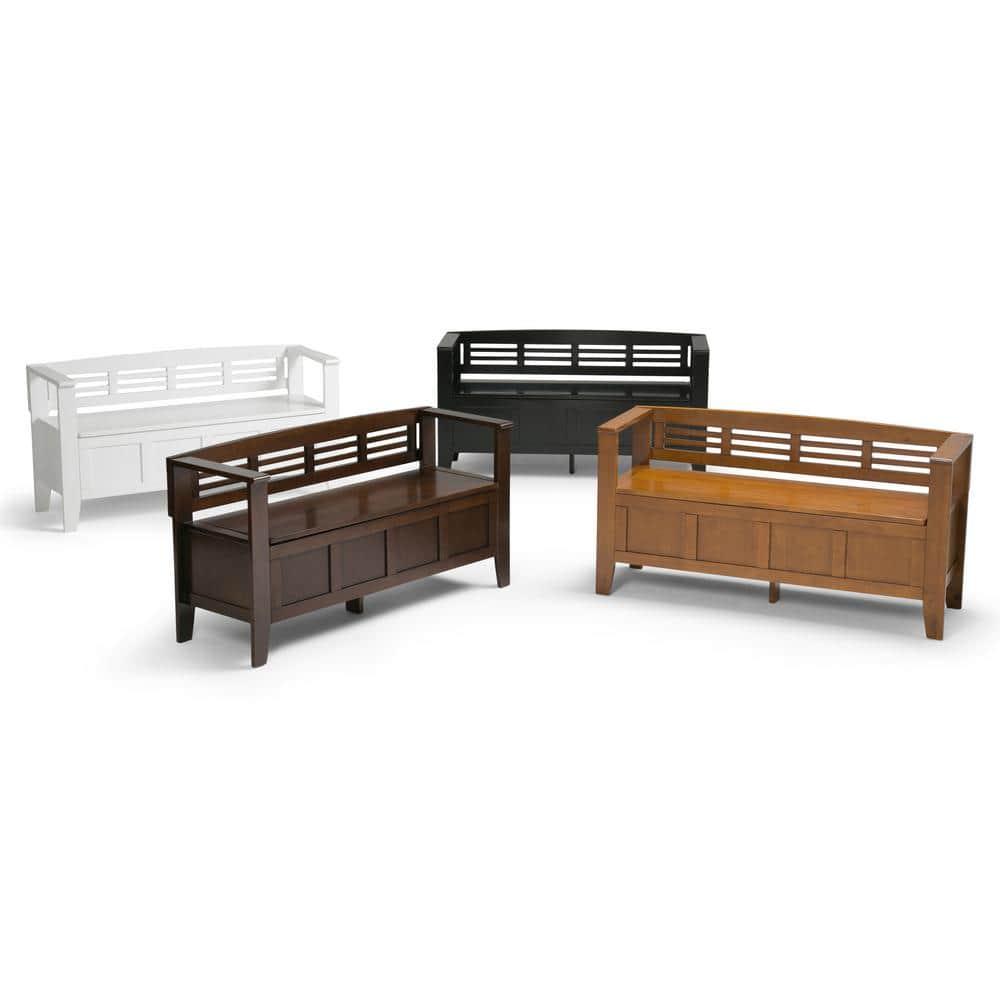 Simpli Home Adams Solid Wood Entryway Lift Top Storage Bench