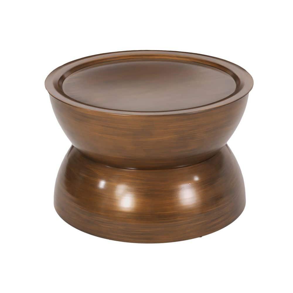 Noble House Manville Metal Hourglass Coffee Table, Brushed Antique Bronze