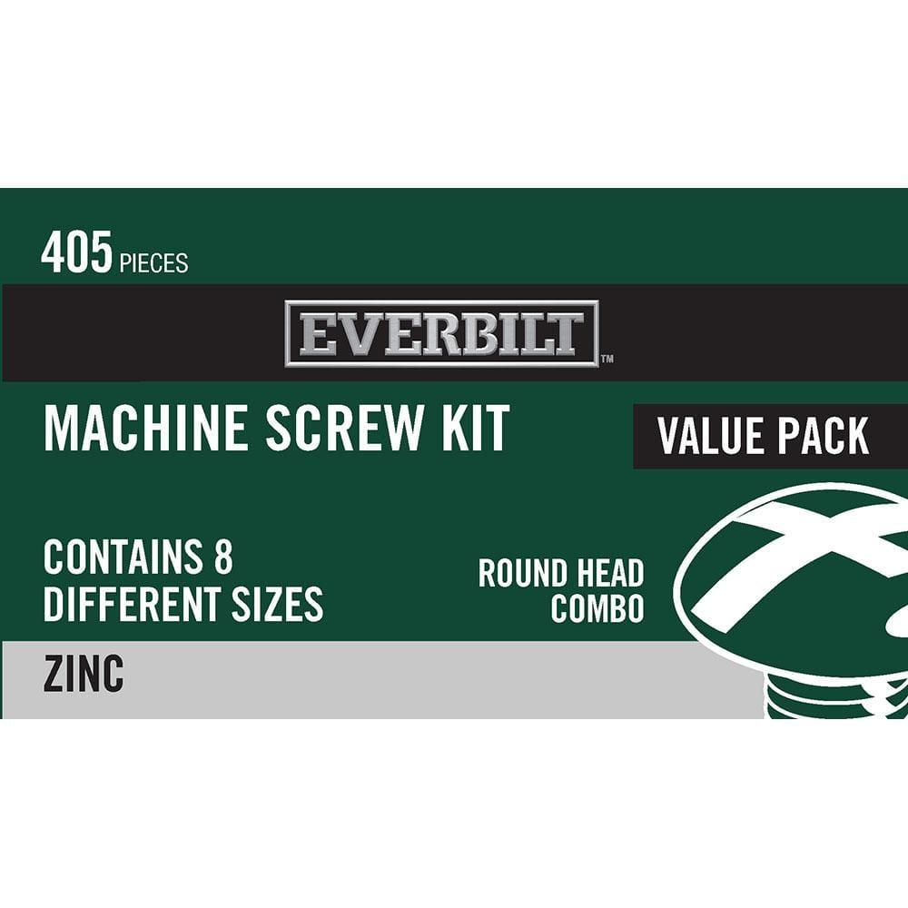 Everbilt 405 Pc Machine Screw Round Head Assorted Sizes Kit in Plastic Organizing Box 803264